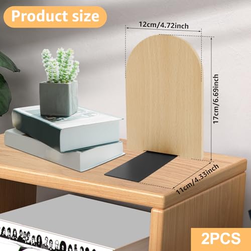 Wood Book Ends, Non Skid Desk Book Stands, Decorative Books Holder Creative BookStopper Sturdy Desk BookEnds to Hold Heavy Books Beech Bookend Supports for Office Home School(2 Beech Wood) - color: 2 Beech Wood
