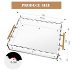 Acrylic Scalloped Tray 14'' X 11'' Acrylic Serving Tray with Magnetic Mat and Handles for Customizable Picture, Clear Acrylic Tray for Bathroom Kitchen Living Room Decor Vanity Perfume
