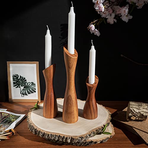 OLEEK wooden taper candle holders - wood taper candle holders for Table Centerpiece - wood candlestick holders (9", 8", 6") - wooden candlestick holder for 7/8" candle stick candlesticks holders woods - size: 9"+7.5"+5.5" H