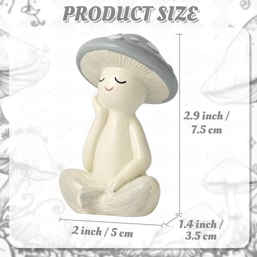 Meditation Mushroom Resin Statue - Cute Meditation Mushroom Statue for Desk Living Room Resin Figurine for Home Patio Office Decoration Cute Plant Statues for Tabletop Garden Backyard Decor - style: Meditation Mushroom C