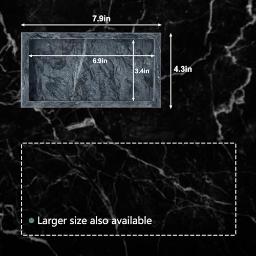Natural Small Marble Vanity Tray, Luxury Stone Organizer for Bathroom & Kitchen | Holds Soap Dispenser, Jewelry, Perfume | Non-Resin, Non-Ceramic Décor - color: Black, size: 7.9" x 4.3" x 0.8"