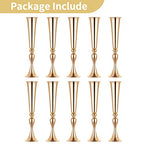 NUPTIO Gold Tall Centerpiece Table: 21.9" Trumpet Vases for Wedding Metal Flower Stand for Party Decorations Set of 10 - size: 10 Pcs