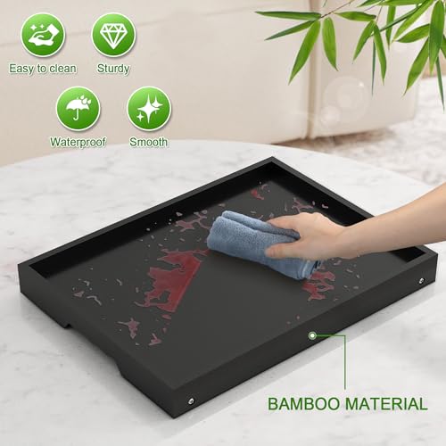 Youpehom Bed Tray Table with Folding Legs,Bamboo Breakfast in Bed for Kitchen Serving Tray,Sofa,Used As Laptop Desk Snack Breakfast Tray (Black, Medium) - color: Black, size: Medium