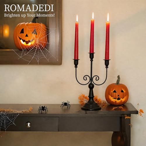 Romadedi Candelabra Black Candle Holders: 3 Arm Halloween Candlestick Holder 11.8" Gothic Home Decor for Party Table Centrepiece Mantel Christmas, Set of 2 - color: Black-3arm, size: 2pcs