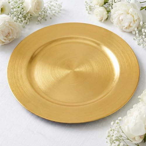 13inch Round Plastic Charger Plates Set of 8,Gold Charger for Dinner Plates,Decorative plates for Wedding,Party,Event Tabletop. (Metallic foil Gold) - color: Metallic foil Gold