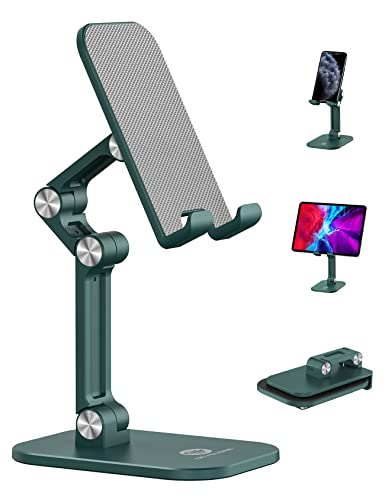 OCYCLONE Phone Stand, Adjustable Height and Angle Foldable Cell Phone Stand Holder for Desk, Taller iPhone Stand Compatible with 4.7"-13" Smartphones iPad Tablet, Green - color: Green