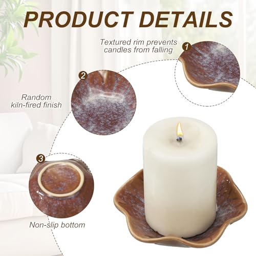 uxcell Candle Holder Plates, 4 Inch Ceramic Candle Tray Tealight Incense Holder Dish Candlestick for Tea Light Aromatherapy Wedding Rustic Vintage Home Decor, Lotus Leaf Purple - color: Purple