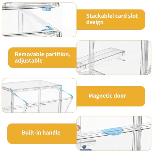 Acrylic Display Case,4 Pack 3 Layer Clear Display Case Adjustable Display Box Stand with 2 Movable Dividers Small Showcase Magnetic Door for Collections Mini Figures - size: S-4pack
