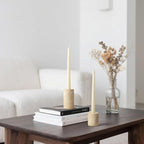 WORHE Candle Holders True Natural Marble Set of 2 Decorative Candlestick Holder for Table Centerpieces Home Dinning Party Wedding Birthday Premium Candles Stand for 3/4 inch Candles Beige (ZT017R)