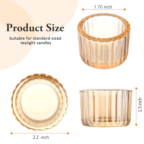 GOLDEAL Gold Round Tealight Candle Holders,Set of 24 Thick Glass Tea Light Candle Holder Decor,Candlestick for Wedding Decor,Party,Baby Shower Party,Bridal Shower Party,Table Centerpiece, Home Décor - color: Gold