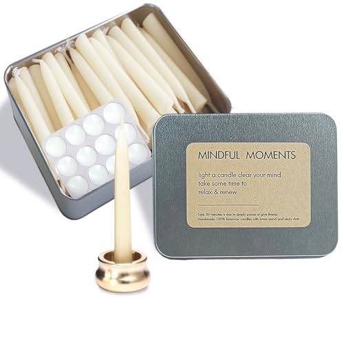 Meditation Bayberry Taper Candles Set, 20 Minute Bayberry Mini Prayer Candles, 30 pcs Small Wishing Candle with Brass Candle Holders for Home Yoga - color: Bayberry Ivory, size: 30 Pack