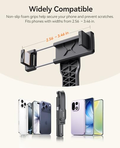 ORICO Aluminum Portable Selfie Stick Tripod, 35'' Mini Tripod for iPhone, Extendable Stand with Detachable Wireless Remote & 360° Rotating Phone Holder – Ideal for Content Creators, Vloggers, Travel - size: 35''