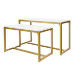 DYRABREST 2 Pieces Modern Nesting Table Metal Side Table End Table Retail Stores Display Stand Shoe Handbag Storage Display Riser Shelf for Home, Living Room, Commercial Decor