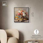 Art Remedy Cat Floral Vase Perfume Canvas Fashion Pet Art, Black Frame, 24" x 24" - color: Black Frame, size: 25"L x 25"W
