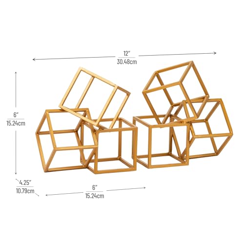 Mind Reader Decorative Geometric Cube Bookends, Modern Book Holders, Office Decor, Metal, Set of 2, Gold