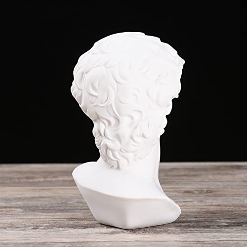 BRABUD Greek Mask David Man Bust Statue Resin White Gold Classic Roman Sculpture Modern Art Home Office Study Room Bookshelf Decor Collectible Gift TQGJBS342 - color: White