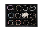 Wudygirl 12 Grid Jewelry Tray Display Stackable Storage Earring Brooch Velvet, Black (12 Grid Jewelry Tray) - color: Black 12 Grid, size: 1 Pcs
