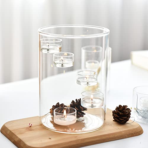 Glass Hurricane Candle Holder for Tea Light, Clear Cylinder Pillar Candle Holder for Table Centerpiece Decorations, Hurricane Glass Candle Holders for Dining Room Wedding Parties Home Decorations - size: Size.02