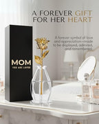 Forever Rose Bloom Box & Phantom Vase Combo, 24k Gold Dipped Rose in a Personalized Gift Box That Says Mom You are Loved Embossed in Gold Foil, Unique & Everlasting Gift for Any Occasion - color: Gold Dipped Rose (Vase & Mom You Are Loved Box)