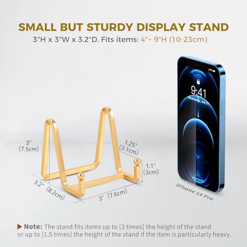 DIDUDIDU Plate Holder Easel Display Stand - Metal Plate Stands for Display - Tabletop Picture Stand - Gold Iron Easels for Display Pictures | Photo Frames | Book | Decorative Plates | Plaque - size: 3 inch-2