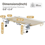 PEGZONE Desk Extender Tray, 28" x 12" Clamp On Desk Shelf, Desk Extension with Laptop Holder, Table Desk Arm Rest, Clamp On Keyboard Tray for Office and Home, Workstation Organizer, Large, Wood - size: 28 x 12 inch, style: Wood with laptop shelf