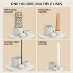 Palo Santo Sticks Holder, Multi-Purpose Handmade Ceramic Incense Burner for Palo Santo Incense Sticks, Sage Holder for Burning, Ash Catcher Tray for Meditation Yoga Room (Spotted White) - color: Spotted White