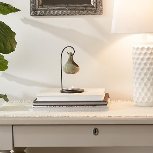 Gifts & Decor Folk Art Porcelain Tear Drop Oil Warmer Candle Holder - color: Brown, size: 4x4x7.625"