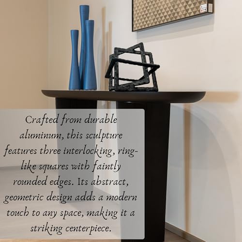 Medium Decorative Aluminum Modern Art Sculpture for Coffee Tables & Consoles Abstract Geometric Design, Black Matt Finish | Collectible Figurines