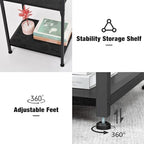 Asgolion Tall Nightstand with Charging Station, 3 Tier Narrow Tall End Table with Storage, Slim Side Table with USB Ports and Outlets for Bedroom, Living Room, Office, Black - color: Black, style: With Outlet