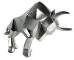 SMRTHMRT Abstract Geometric Sculptures Animals Statues,Collectible Figurines Home Office Tabletop Ornaments (Silver Bull) - color: Silver Bull