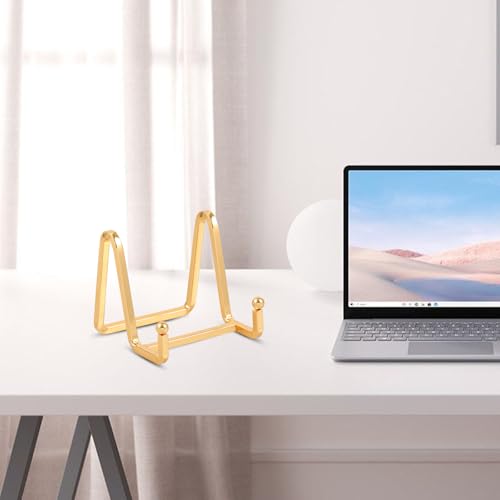 Plate Holder Easel Display Stand - 3 inch Metal Plate Stands for Display - Tabletop Picture Stand - Gold Iron Easels for Display Pictures | Photo Frames | Book | Decorative Plates | Plaque - 4 Pack - size: 3 inch-4