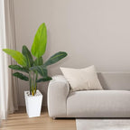 HAIHONG Bird of Paradise Artificial Plant 5FT, Faux Tropical Palm Tree with White Tall Planter, Large Fake Plants in Pot - Artificial Tree for Home Office Living Room Decor Indoor