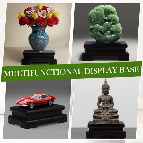 Chunful 2 Pcs Rectangle Wooden Display Stand 5.1 x 3.7 x 1.8 Inch Wood Vase Display Base Black Pedestal Stand Rectangle Vase Riser for Vases Teapot Trophy Collectibles Aquarium Lamp Home Decoration - size: 5.1 x 3.7 x 1.8 Inch