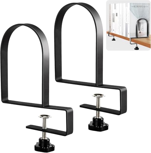 AJART Adjustable Book Ends for Shelves: Black Heavy Duty Bookends - Metal Clamp Book Organizer Storage Holders - color: Black