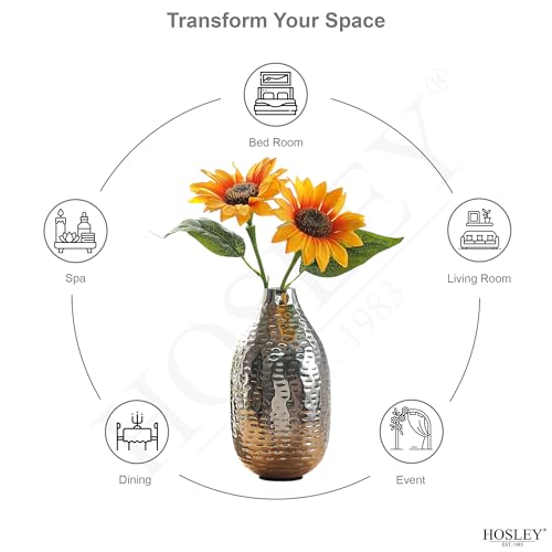 Hosley's 8.75" High Silver Finish Hammered Metal Vase. Ideal Gift for Floral Arrangements Weddings, Special Events, Aromatherapy,Spa, Reiki, Meditation O4 - color: Silver 5