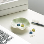 Ceramic Ring Dish, Jewelry Dish Holder, Small Trinket Tray Plate for Earrings Rings Necklaces Keys, for Mom Friend Sister (Green Surface) - color: Green Surface