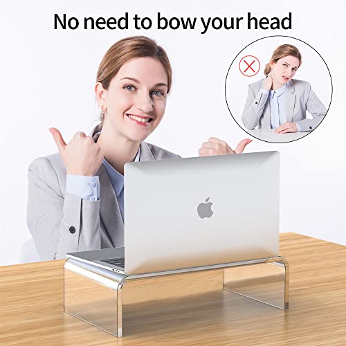 Acrylic Monitor Stand Riser Acrylic Laptop Stand Riser PC Holder Clear Computer Monitor Stand for Desk White Laptop Stand for Desk Compatible with iMac MacBook All Notebooks - style: 16''