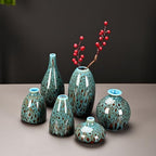 Ceramic Bud Vase Set, Fambe Blue Glazed Finish, Decorative Flower Vases (Blue-Set of 6) - color: Blue-set of 6