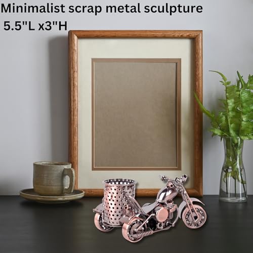 Trebisky Metal Sculpture - Retro Classic Handmade Iron Motorcycle Unique Metal Art Decor - Home décor (5.5" L,3" H, Copper Pen Cup) - color: Copper Pen Cup