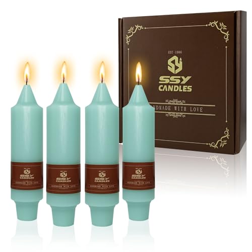 NJAO HOO Mint Green Short Taper Candle 5 Inch Candlesticks Unscented Dripless Tapered Candle Set for Home Decor Wedding Party Dinner Candles, 4 Pack - color: Mint Green, size: 5 In