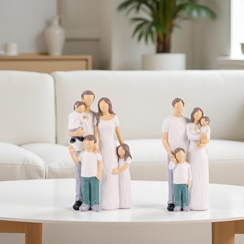 XMGZQ Family Figurines Father Mother Daughter Son Figurine,Sentimental Gifts for Family,Mom and Baby Child Statue Hand-Painted Sculpted,Birthday for Wife from Husband (White)