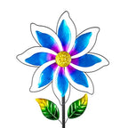 14'' Wind Spinners Outdoor, Flower Metal Garden Wind Spinners Outdoor, Kinetic Wind Sculptures & Spinners for Yard Garden Lawn Decor (Blue) - size: 14'' Blue