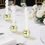 Vixdonos Round Mosaic Candlestick Holders Set of 3 Ceramic Candle Holder Bulk for Taper Candles,Gold - color: Mosaic-gold