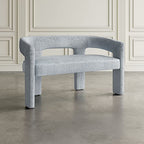 Jofran Gwen Modern Luxury Jacquard Fabric Upholstered Hallway Bedroom Sculpture Bench, 49" W X 22" D X 29.5" H, Blue - color: Blue