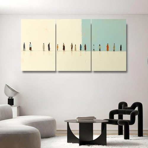 Wivsev Abstract People in Line,Minimalist Human Figures Illustrations Fine Art, Decorative Zen Multicolor Country,Abstract People Silhouettes for Bedroom,Livingroom,Bathroom (16" x 24" x 3 pcs) - size: 16" x 24" x 3 pcs