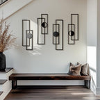 Abstract Black Metal Wall Art for Living Room, 4 Pack Large Wall Sculptures Minimalist Modern 3D Textured Geometric Metal Wall Decor for Bedroom Bathroom Kitchen Study