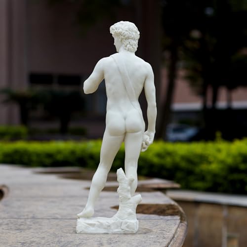 Veronese Design 20 1/8 Inch David by Michelangelo Resin Sculpture Painted Marble White Finish - size: Large