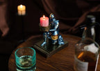 King's Guard Kneeling Knight Candlestick Holders Resin Posture TeaLight Holder Warrior Mobile Phone Stand Pen Holder Candle Holder for Restaurant, Altar, Home Table(Blue) - color: Blue