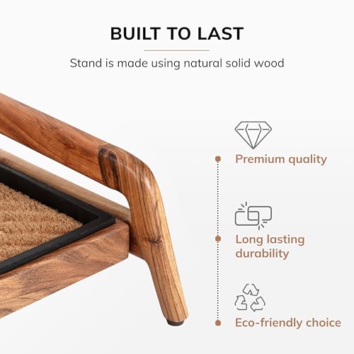 Anji Mountain Heavy Duty Waterproof Wooden Shoe Storage Mat Organizer/Boot Storage Tray Multi Use for Entryway with Coir, Tan Cross Embossed Insert, 1 Tier, Fits 2 Pair (26.5" Wide) - color: Tan Cross Embossed, size: 1 Tier, Fits 2 Pair