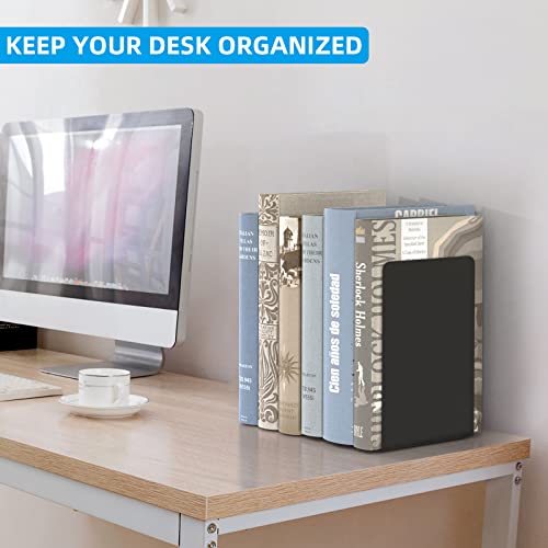 VFINE Bookends 3 Pairs, Black Metal Book Ends, Heavy Bookends for Shelves, Book Stopper for Heavy Books, Book Organizer for Home Office School Supplies - color: Black Bookends 6 Pieces